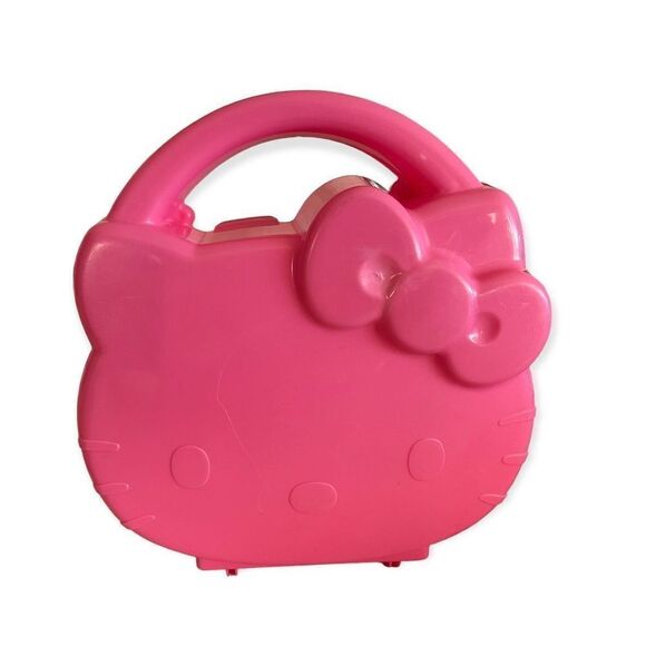 2001 Sanrio Vintage Hello Kitty 7” Hard Plastic Pink Case Lunch Box Storage - Picture 1 of 2